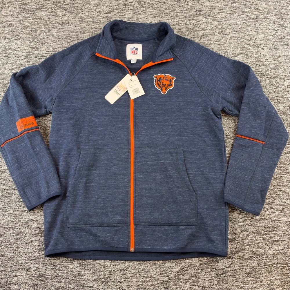 NWT NFL Team Apparel Chicago Bears Jacket Mens L Navy Full Zip G III